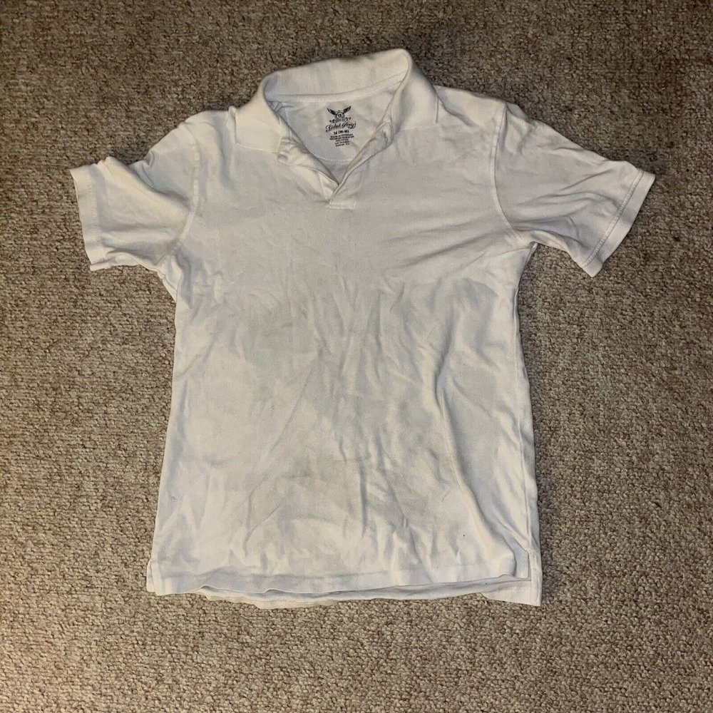 Faded Glory White Polo Shirt 100% Cotton - Size M
